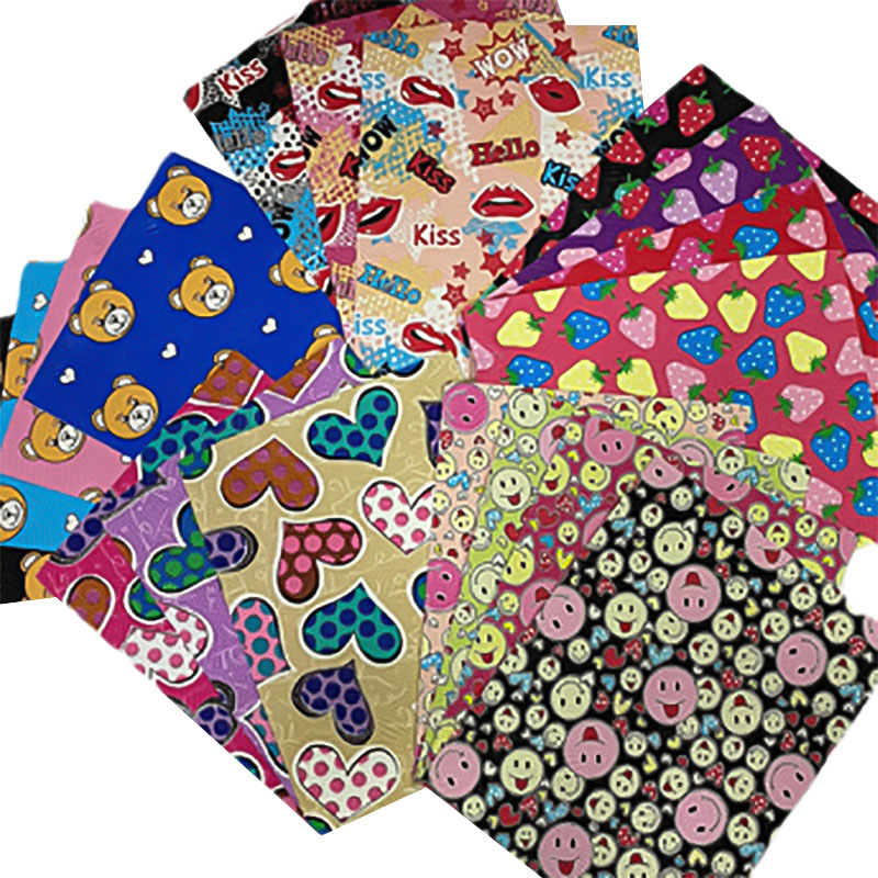 Kulit buatan cetak berwarna -warni untuk tas